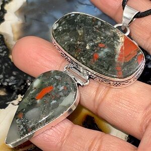 Large Setonite Dragon Blood Stone Pendant 2 7/8”